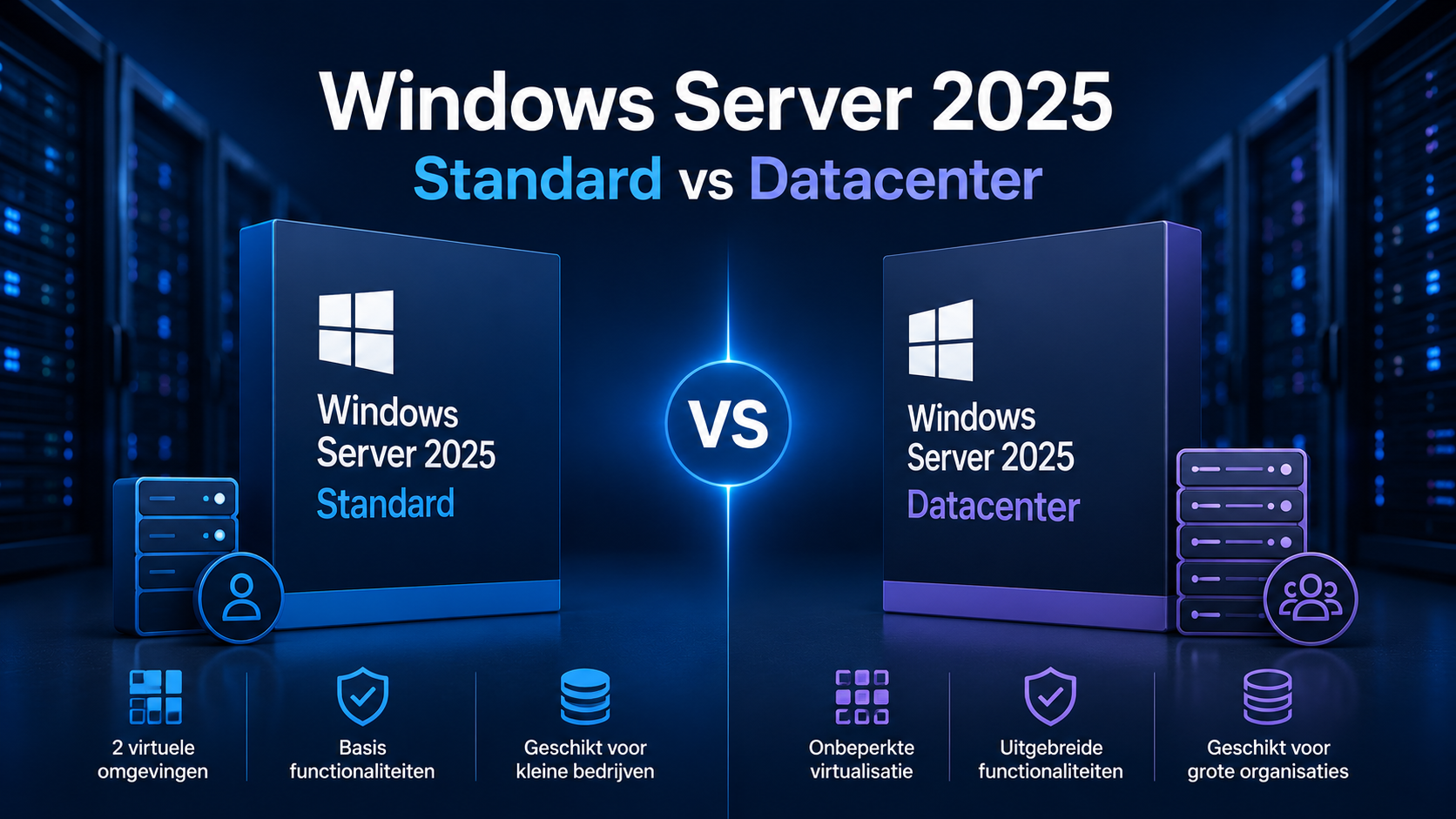 Windows Server 2025 Standard vs Datacenter: welke kies je?