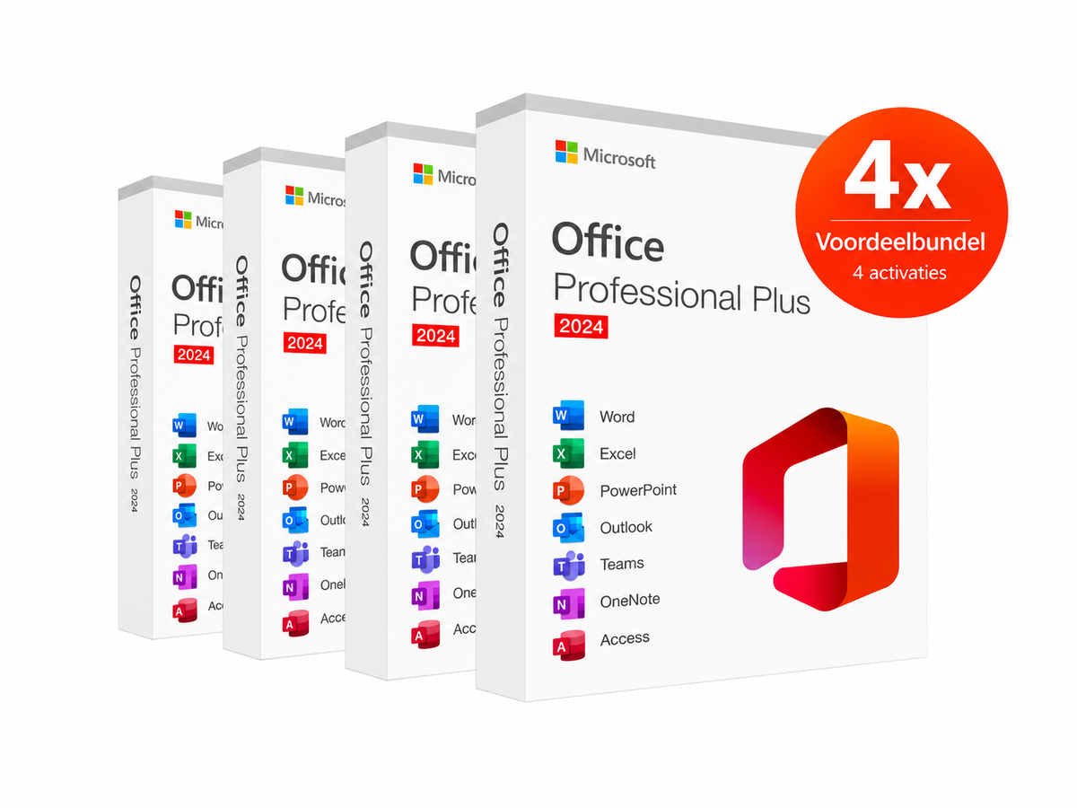 Microsoft Office 2024 Professional Plus – Voordeelbundel 4 Activaties
